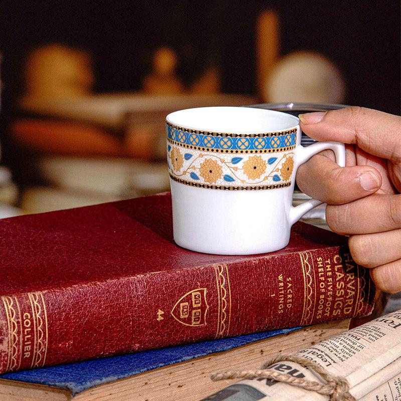 Sonaki Awa Floral Bone China Tea Cup (120 mL Each) - Set Of Six - 120 ML