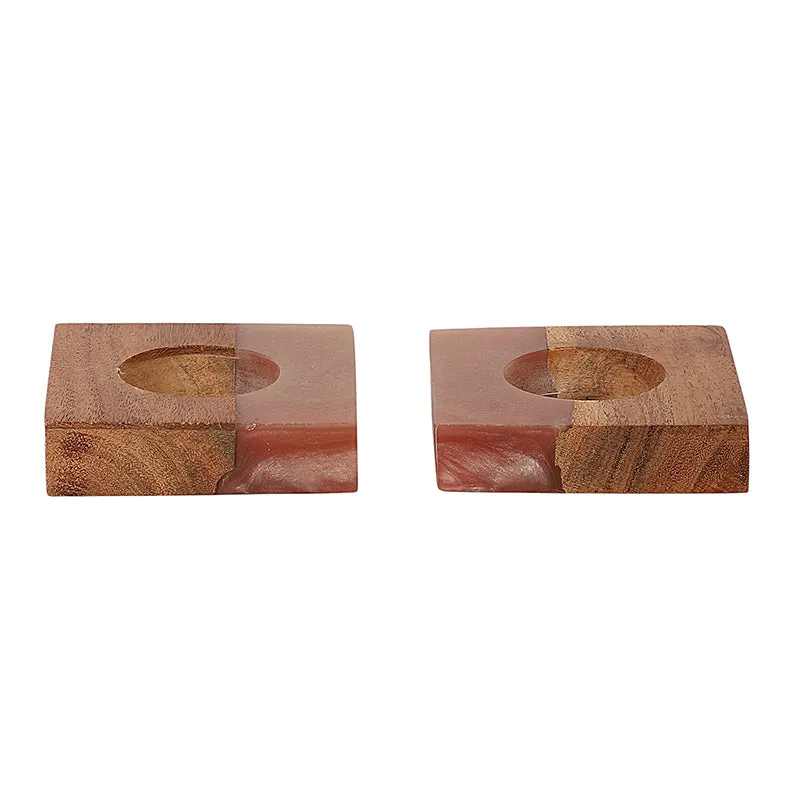 Resin Root Tea Light Holder (Pink) - Set Of Two media 3