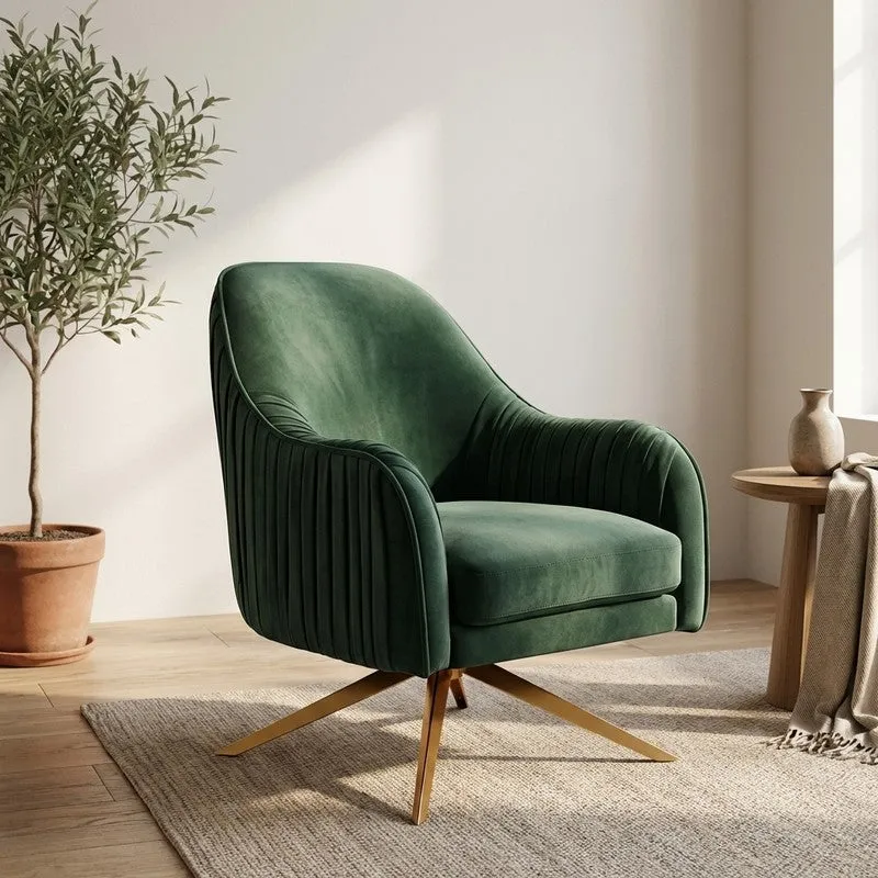 Vyntra Neem Wood Accent Chair - Green media 1