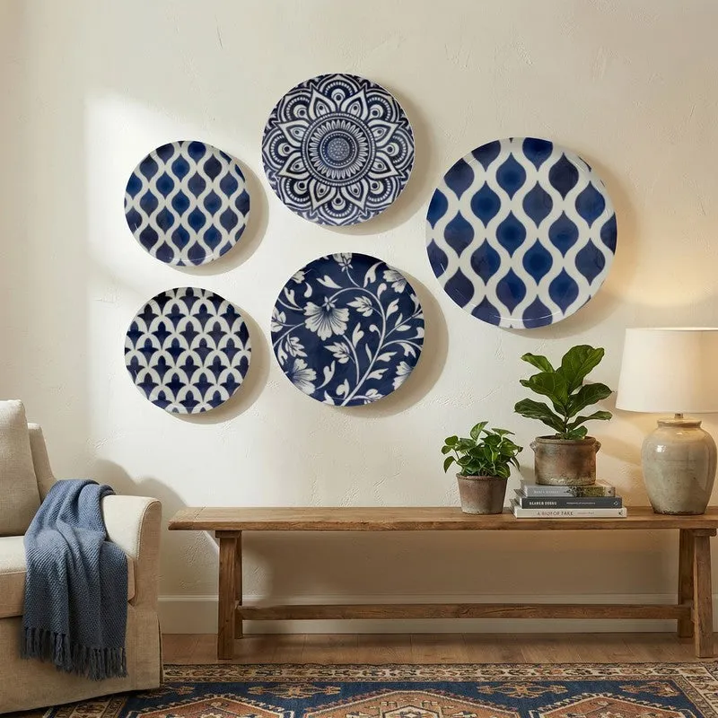 Indigo Weave Metal Wall Plates - Set of Five media 1