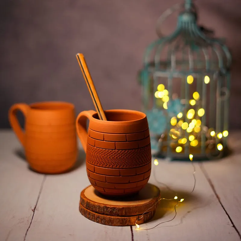 Suvarsha Terracotta Coffee Mug (400 mL Each) - Set of Two media 3