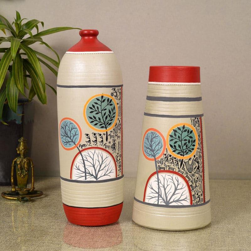 Thanga Tribal Terracotta Vase - Set Of Two