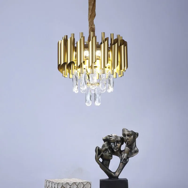 Auristra Iron Crystal Chandelier - Gold media 3