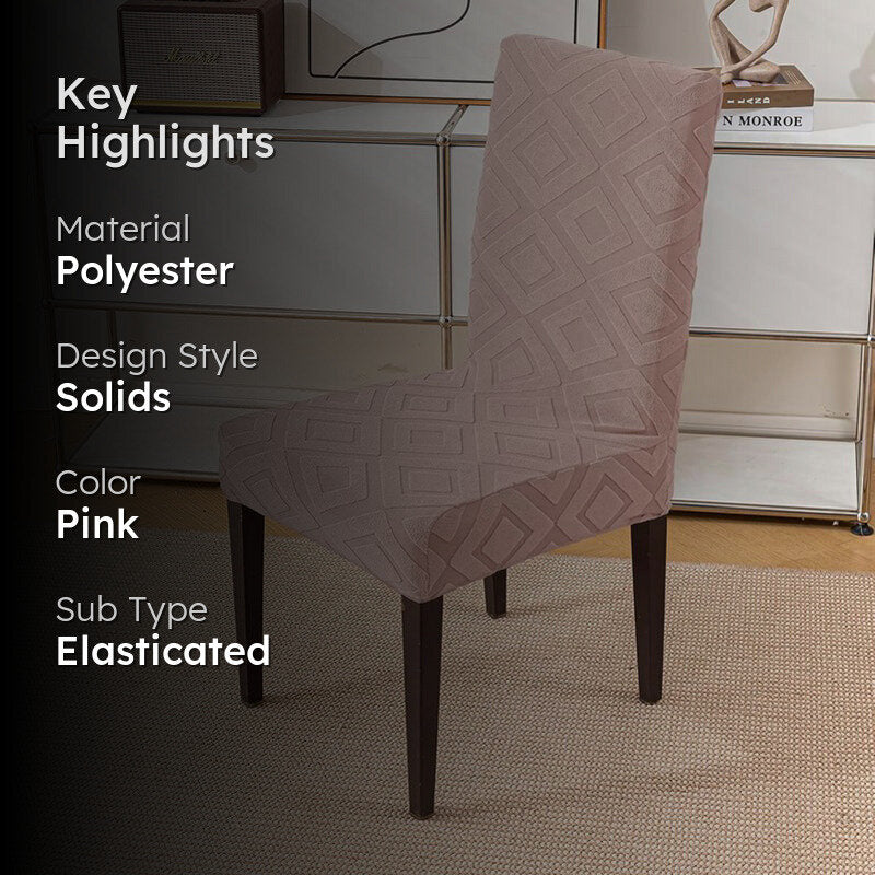Diamante Jacquard Chair Cover - Soft Pink media 2