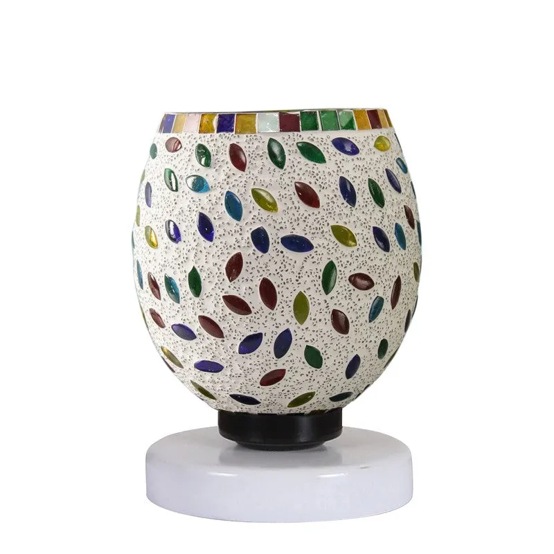 Luminatex Mosaic Glass Table Lamp With Wooden Base - Multicolor media 5