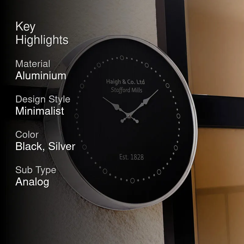 Runa Wall Clock - Silver & Black media 2