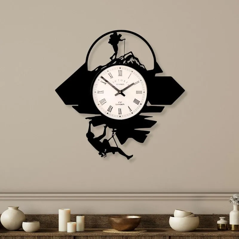 Trekker Steel Analog Wall Clock - Black media 1