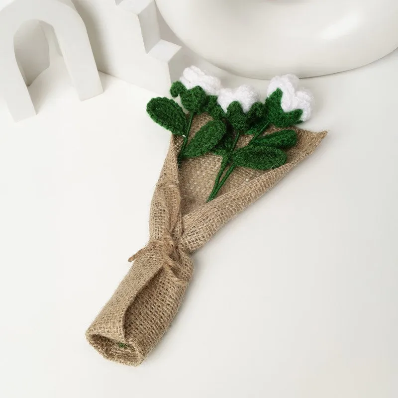 Crochet Handmade Tulip Bouquet (White) - Set Of Three media 4