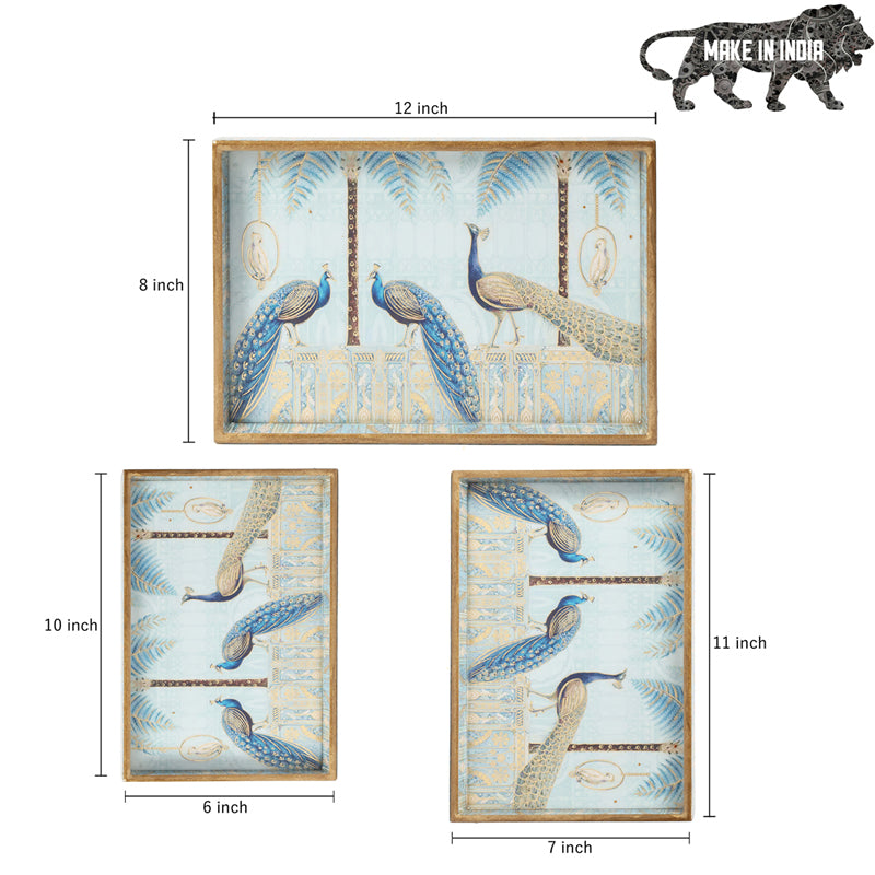Mayura Neela Rectangle Serving Tray - Set Of Three media 7