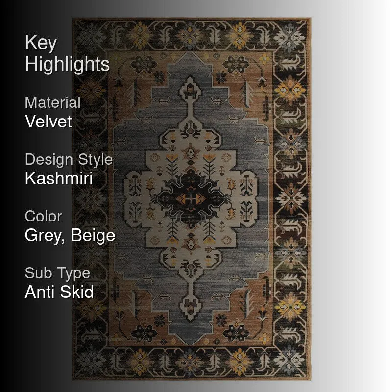 Zafran Velvet Rectangle Anti-Skid Carpet media 2