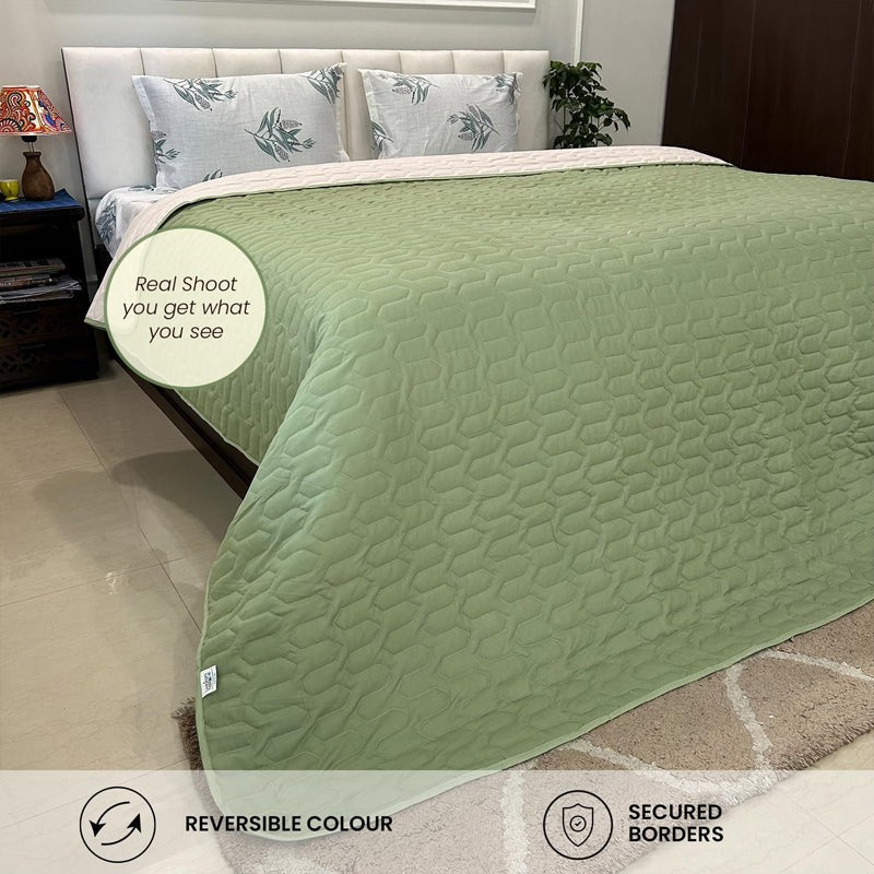 Urban Space Quilted Reversible Microfiber comforter (Sage Green) - 200 GSM media 5