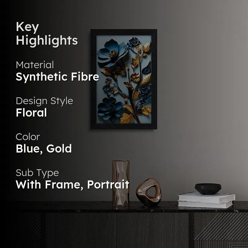 Indigo Flora Relief Wall Painting media 2