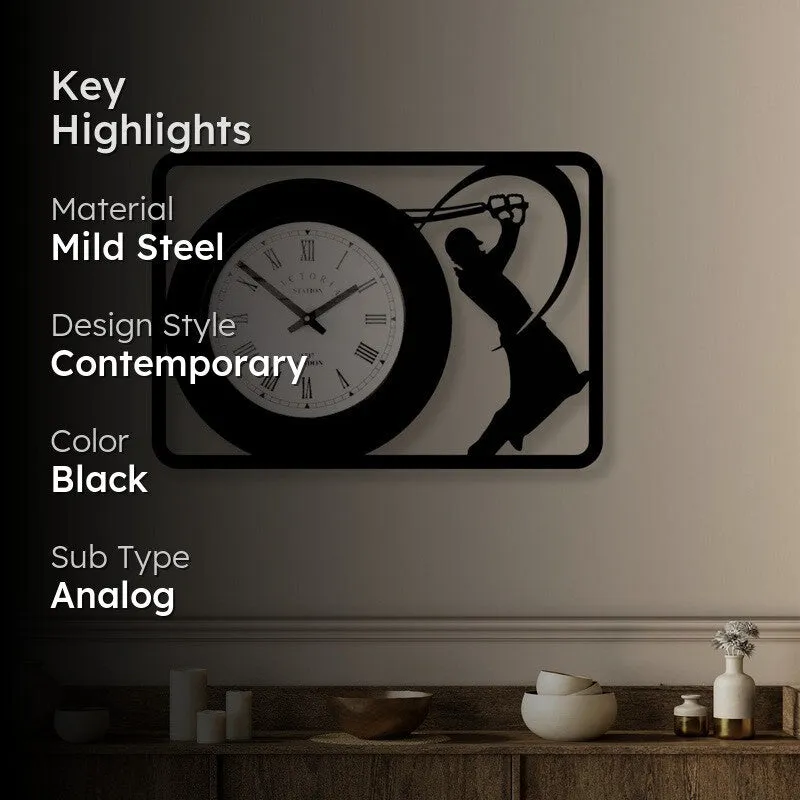 Cricknova Steel Analog Wall Clock - Black media 2