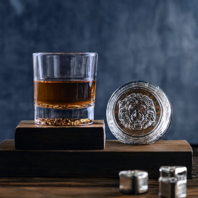 Lion Embossed Crystal Whiskey Glasses (290 mL Each) - Set Of Two media 1