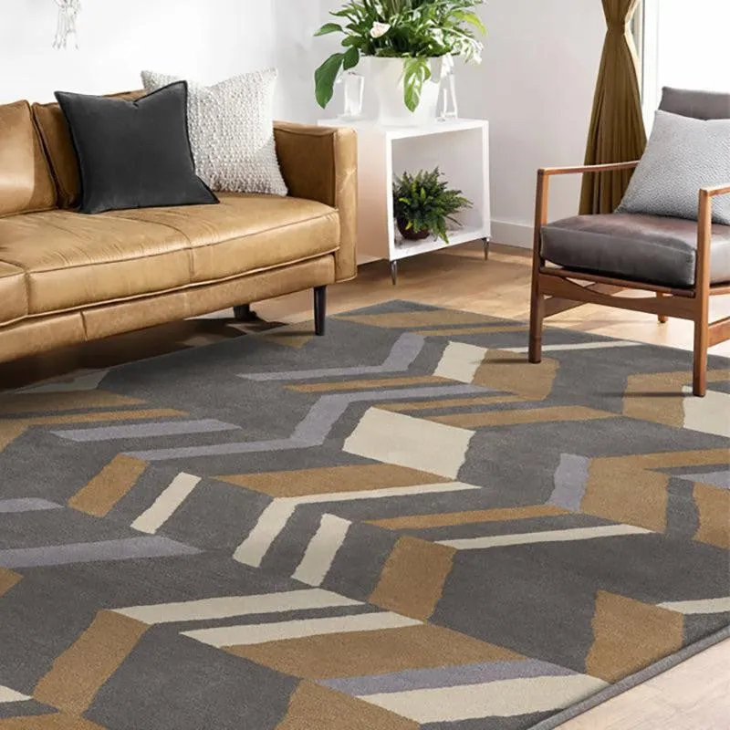 Alcinous Hand Tufted Geometric Wool & Nylon Carpet - Grey media 3