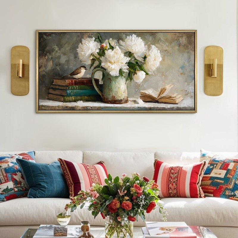 Aged-books Canvas Wall Painting With Frame