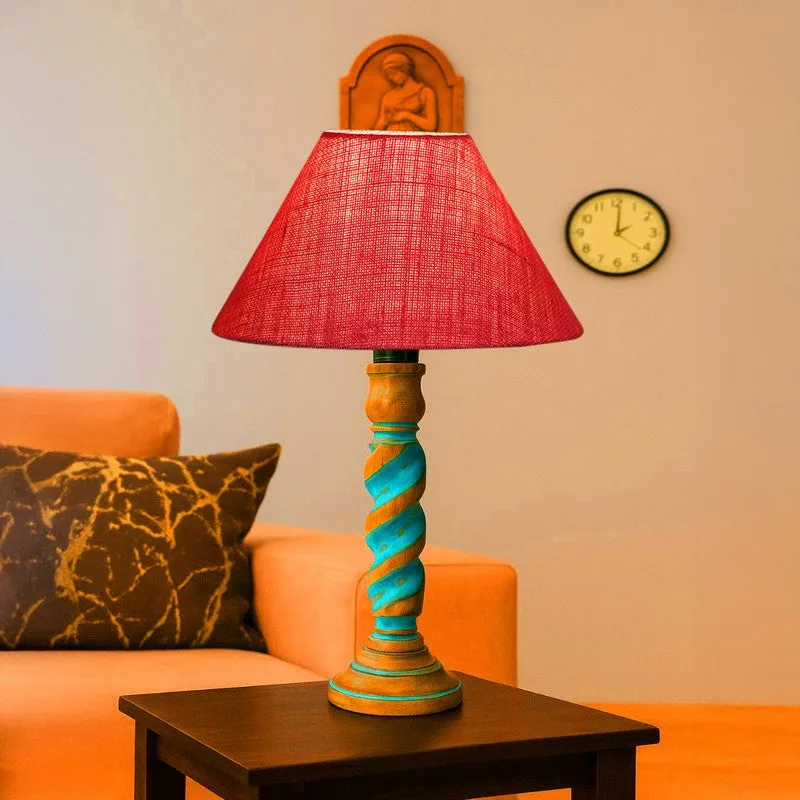 Elara Vela Wooden Table Lamp - Pink media 3