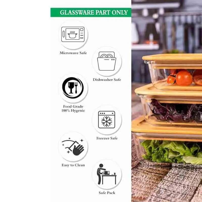 Treat O'Pro Glass Container Box Rectangle (360 mL/580 mL/900 mL) - Set of Three media 8