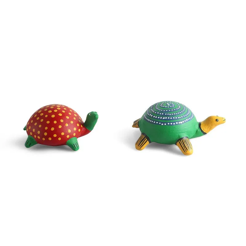 Turtle Trail Terracotta Handpainted Showpiece - Set Of Two media 4