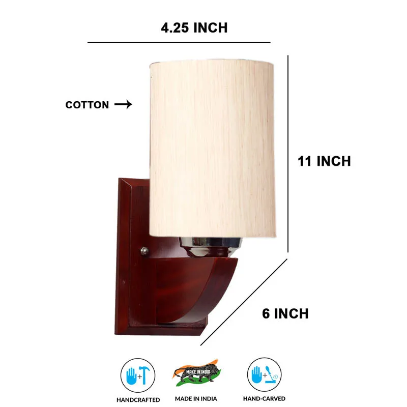 Alabaster Cylindrical Wooden Wall Lamp media 7