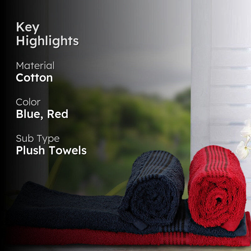 Eva Quick Dry Hand Towel (Red & Dark Blue) - Set Of Four media 2