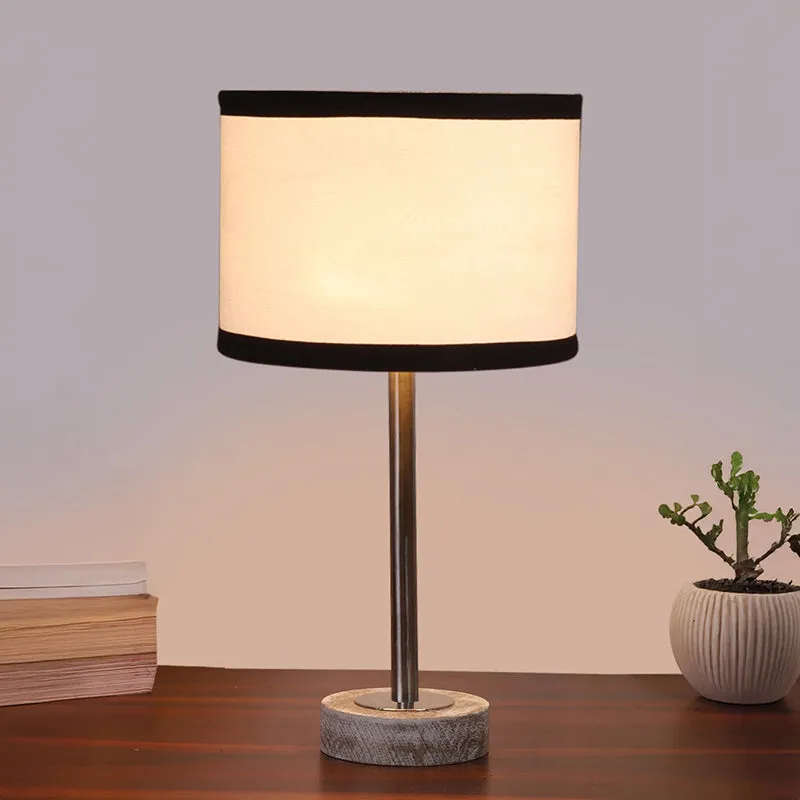 Cotin I Stripe Rodin Wooden Table Lamp - White,Silver media 2