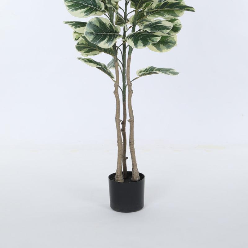 Faux Fiddle Leaf Fig Plant With Black Plastic Pot - 4.92 ft media 5