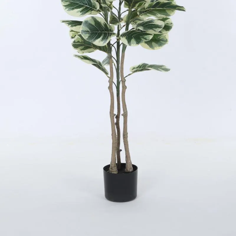 Faux Fiddle Leaf Fig Plant With Black Plastic Pot - 4.92 ft media 5