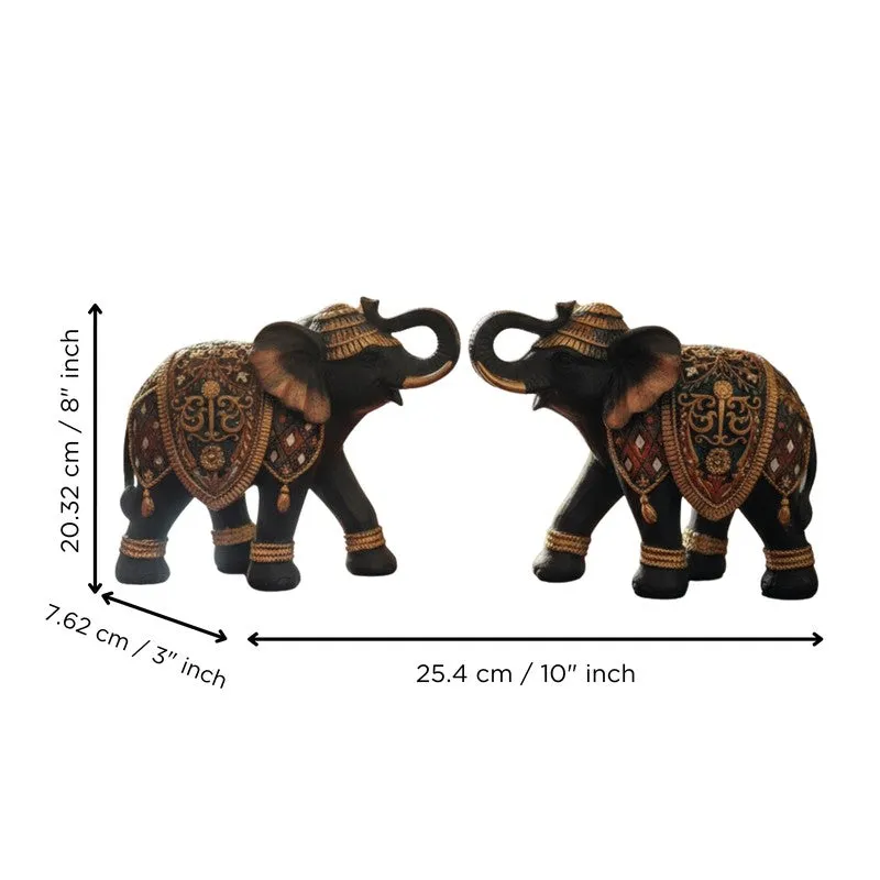 Vintage Royal Elephant Resin Showpiece - Set of Two media 5