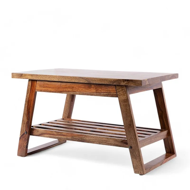 Axeron Sheesham Wooden Center Table - Light Brown media 5