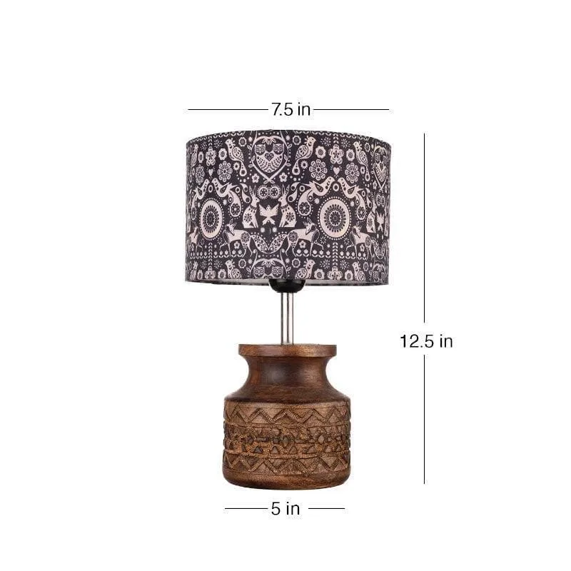 Boho Fauna Carved Fabric Table Lamp - Blue,Brown media 6