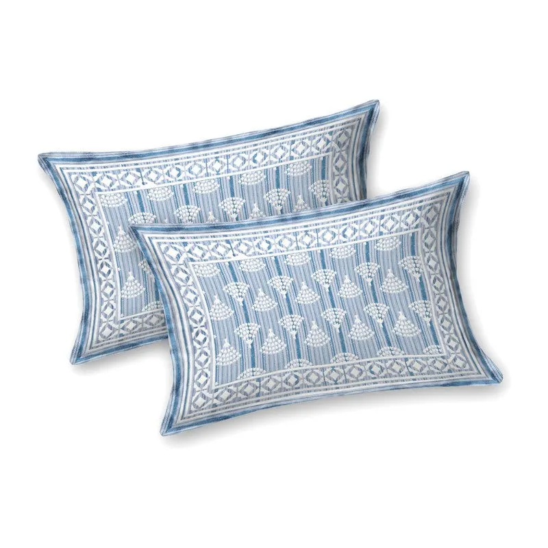 Craftis Cotton Bedsheet (Blue,White) - 240 TC media 4