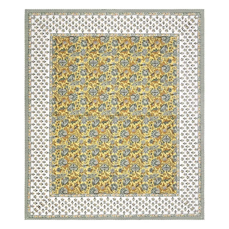 BlossomAura Cotton Bedsheet (Yellow) - 144 TC media 4