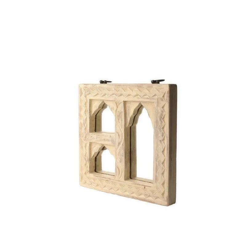 Ozyra Rustic Mango Wood Wall Mirror media 4