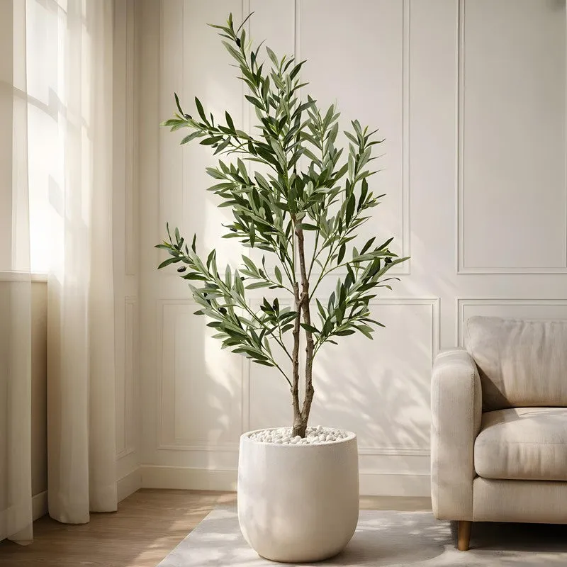 Green Nest Olive Artificial Plant With Black Plastic Pot - 152 cm (5 ft) media 7