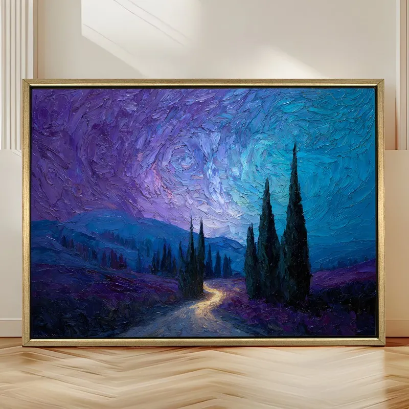 Nocturne Trail Canvas Wall Painting With Frame media 4
