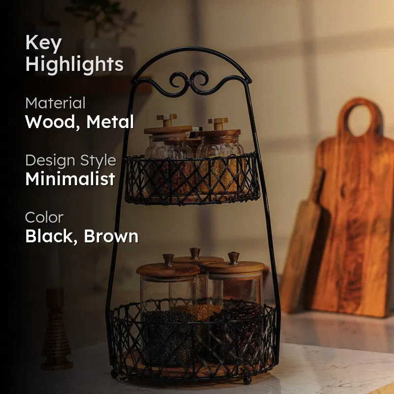 Harvest Metal Two-Tier Fruit Basket Stand media 2