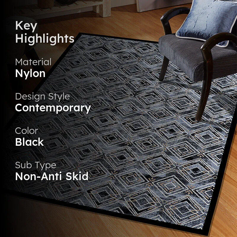 Yvonne Non-Anti Skid Carpet - Black & Grey media 2