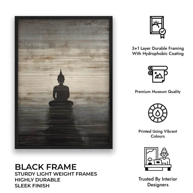 Enlightened Buddha Archival Paper Wall Painting With Black Frame media 9