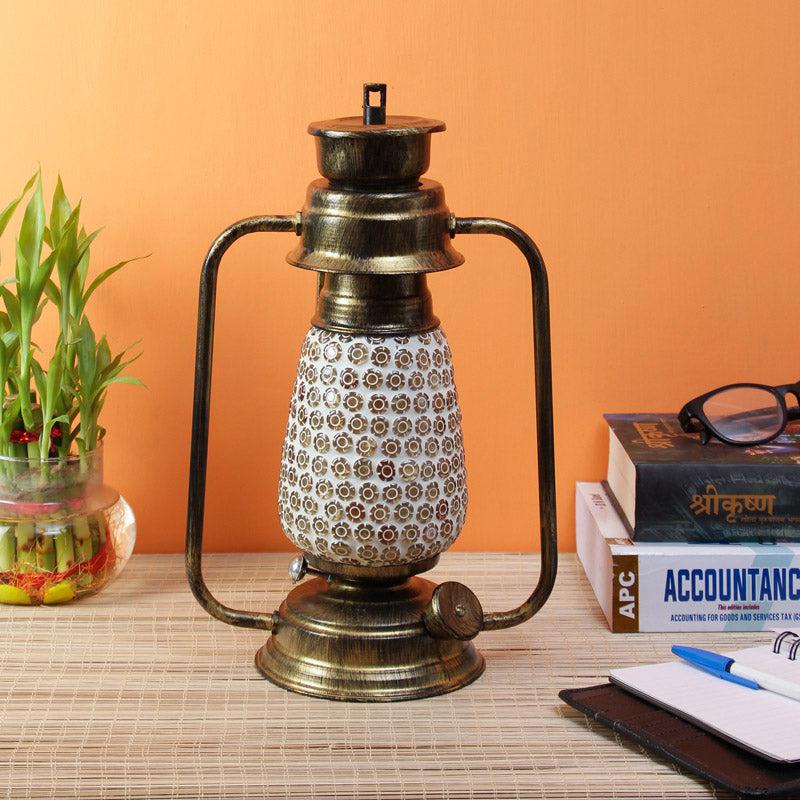 Navina Mosaic Lantern Iron Table Lamp - Gold,White media 3