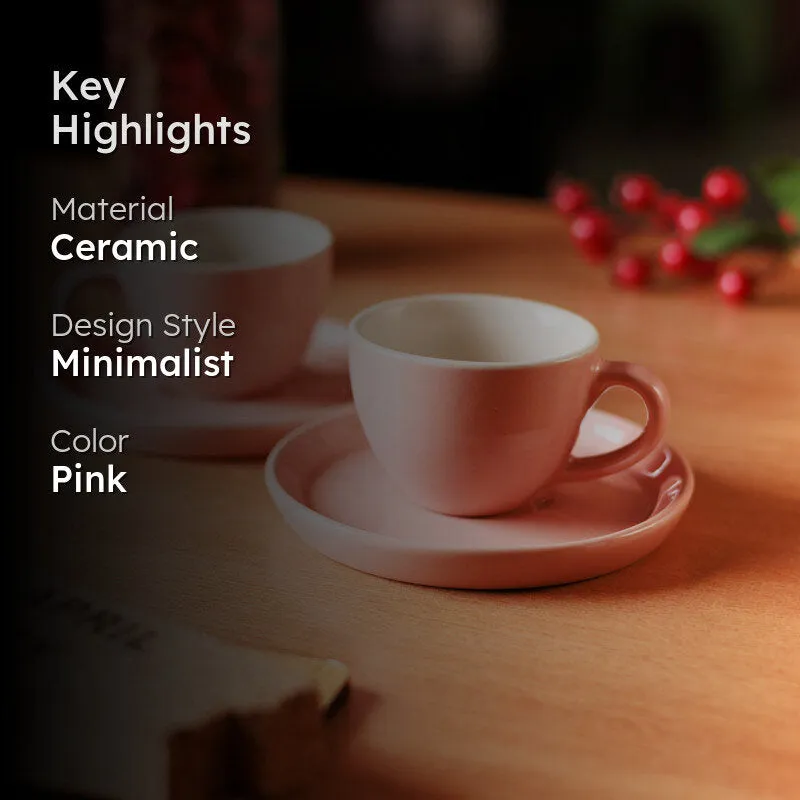 Blush & Brew Cup & Saucer (Pink/100 mL) - Four Piece Set media 2