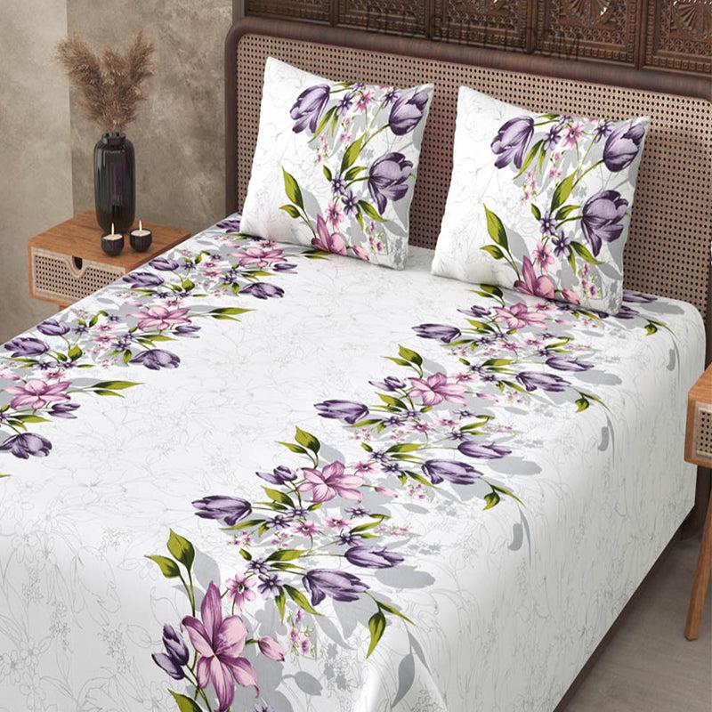 Navin Floral Cotton Bedsheet (White) - 240 TC media 6