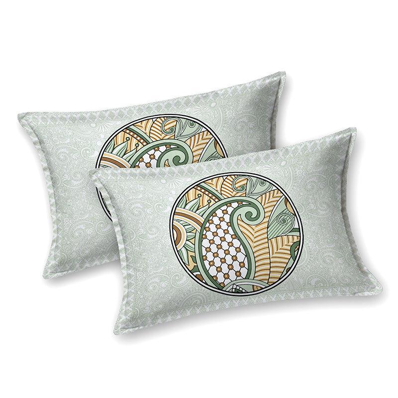 Padmini Pride Ethnic Cotton Bedsheet (Green) - 140 TC media 3