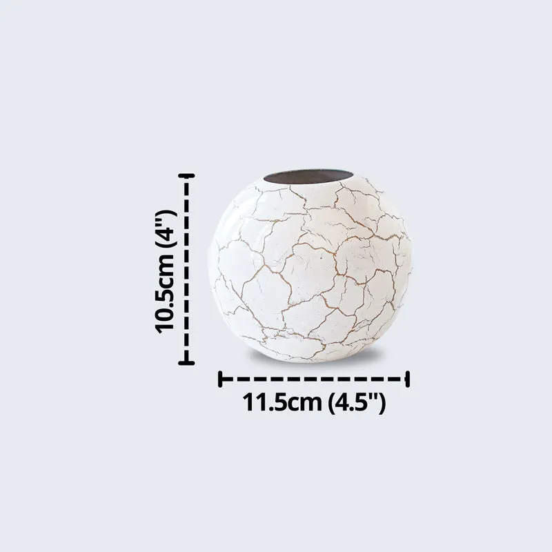 Manva Crackled Ball Vase (White) - Small media 5