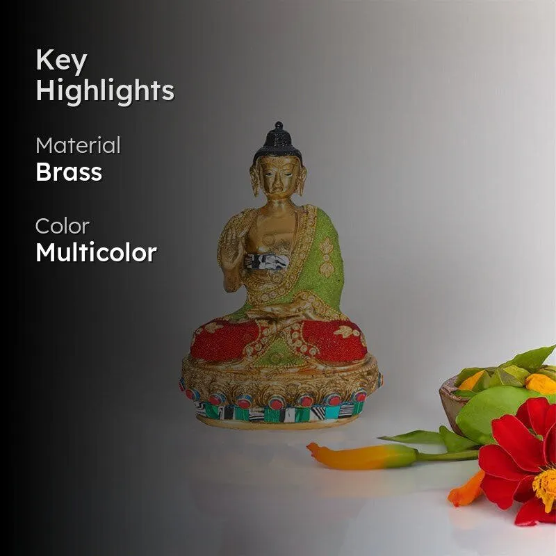 Colourful Gautam Buddha Brass Idol media 2
