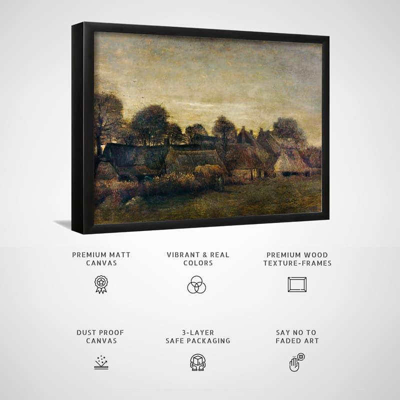 Farming Village At Twilight Canvas Wall Art - Black Frame media 3