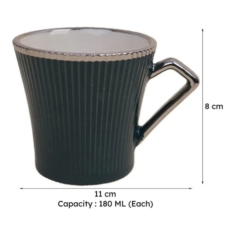 Thira Porcelain Tea Cup (180 mL Each/Green) - Set of Six media 8