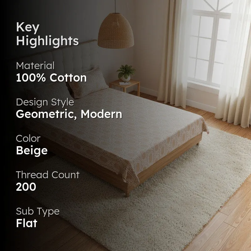 Antira Geometric Cotton Bedsheet (Peach) - 200 TC media 2