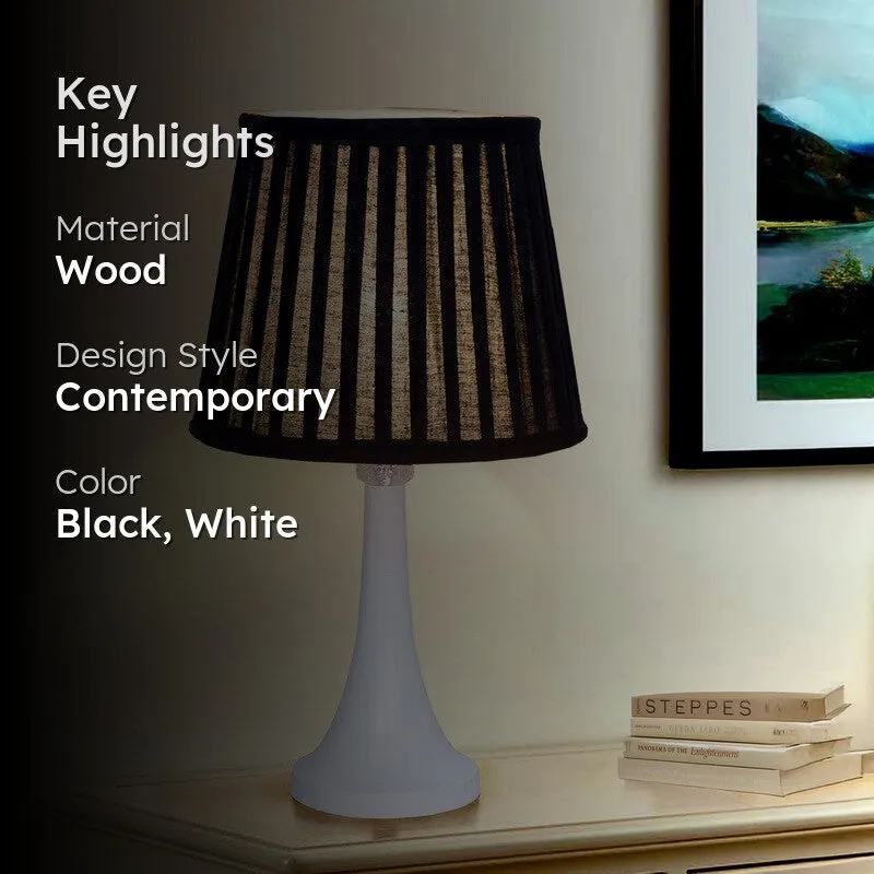 DreamGlow Bedside Wooden Table Lamp - Black,White media 2