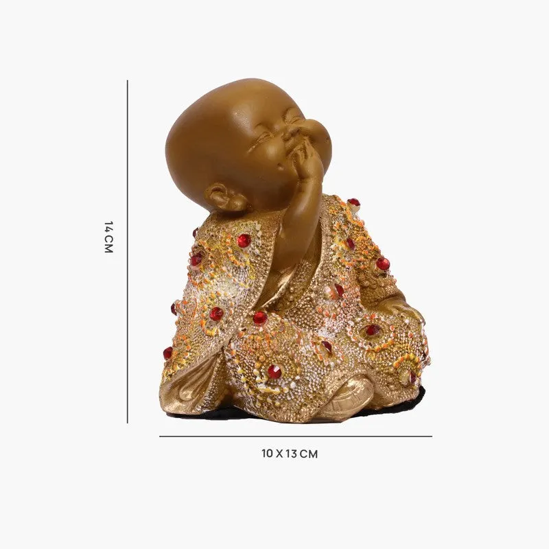 Serenity Laughing Buddha Showpiece - Brown media 6